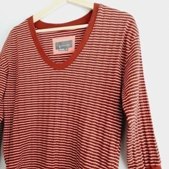 ANTHROPOLOGIE Hannah Striped V-Neck 3/4 Sleeve Top Sz XS - Picture 7 of 11